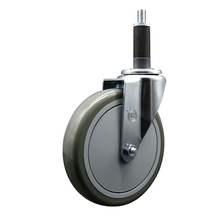 Service Caster 6'' Gray Poly Wheel Swivel 1'' Expanding Stem Caster SCC-EX20S614-PPUB-1